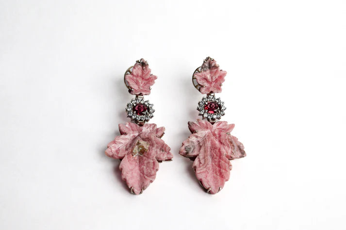 Pink Leaf Earrings